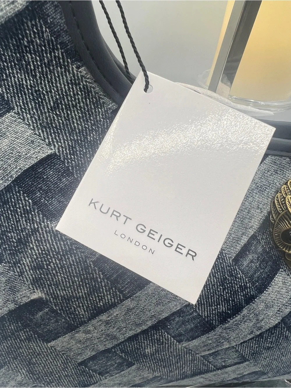 Kurt Geiger Denim Weave Shoulder Bag in Blue and Black